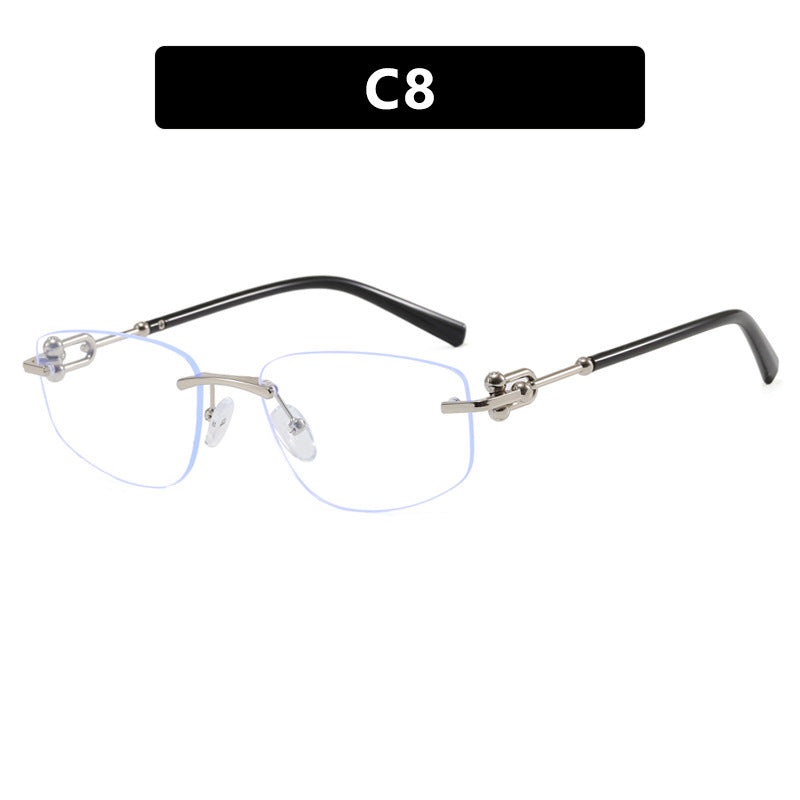 Women's elegant semi-rimless glasses with luxurious metal frame and clear lenses Skanto