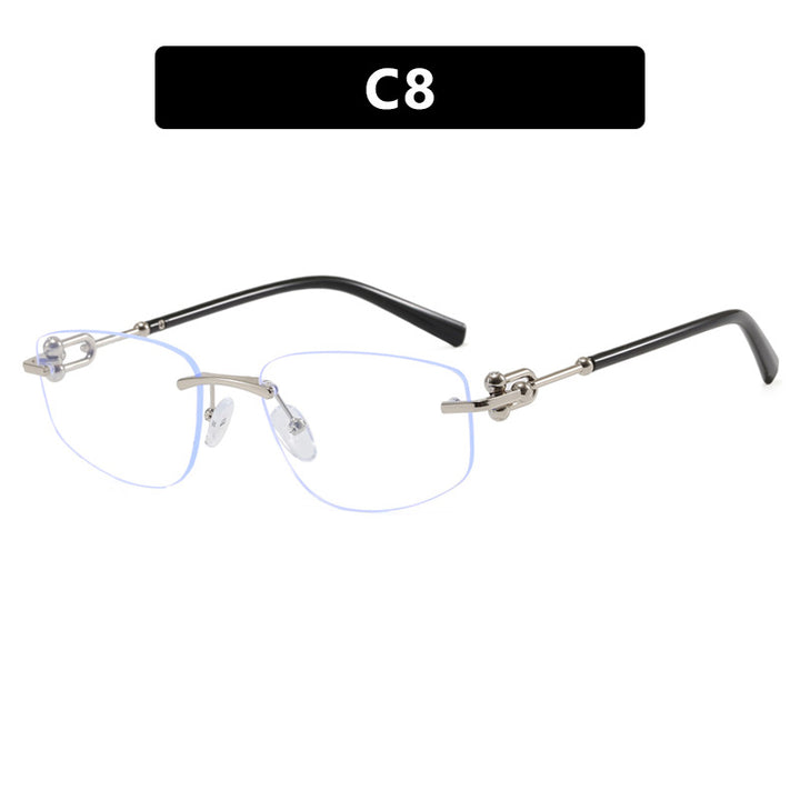 Women's elegant semi-rimless glasses with luxurious metal frame and clear lenses Skanto