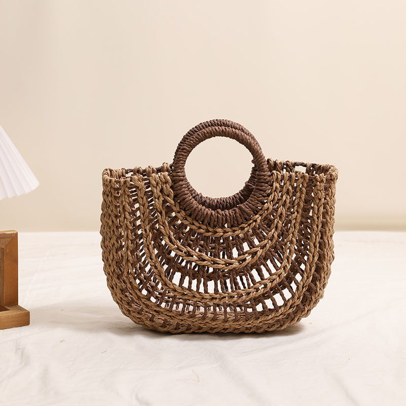Handmade basket bag with stylish ring handle Skanto