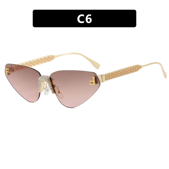Women's Designer Cat-Eye Sunglasses with Sparkling Rhinestone Decor Skanto