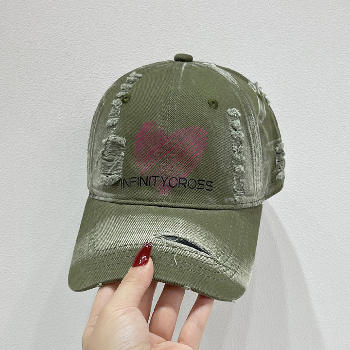 Kvinnenes Slitt Hjerte Brodert Baseball Cap Skanto
