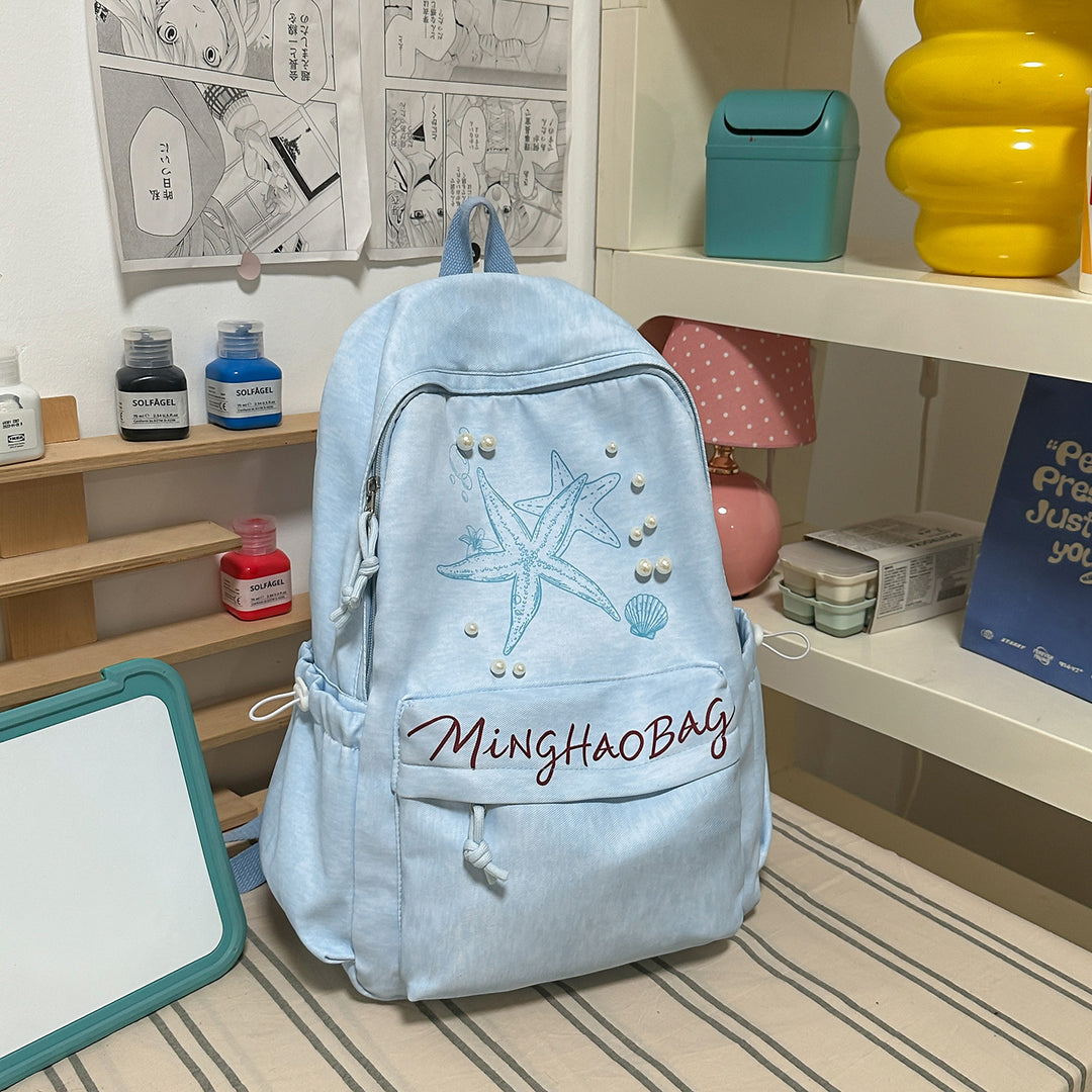 Brodert sjøstjerne design skole ryggsekk