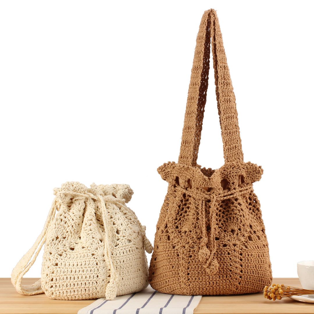 Macrame Shopper Bag with Decorative Drawstring Skanto