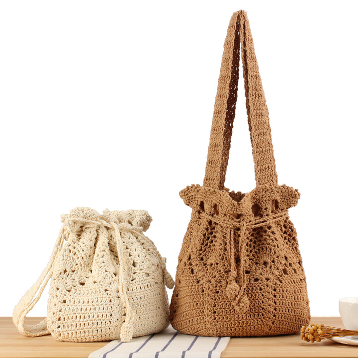 Macrame Shopper Bag with Decorative Drawstring Skanto