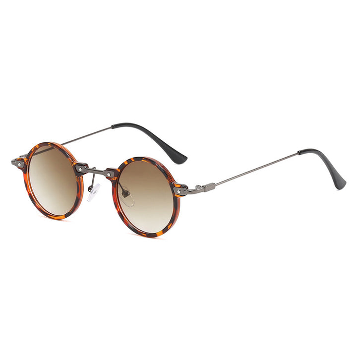 Damen moteriktig rund solbrille med stilig metallramme og polarisert glass Skanto