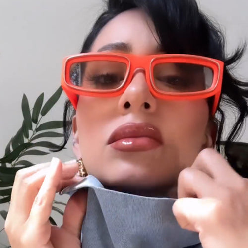 Women's trendy rectangular sunglasses with elegant color play Skanto