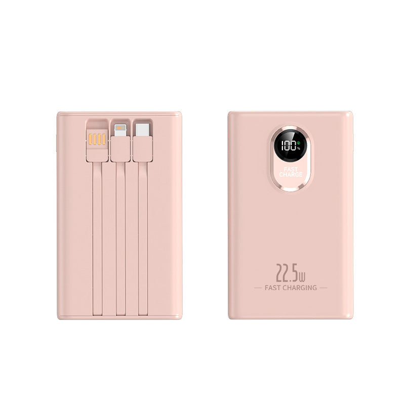 Kompakt powerbank med innebygd hurtigladeradapter og digital effektindikator Skanto