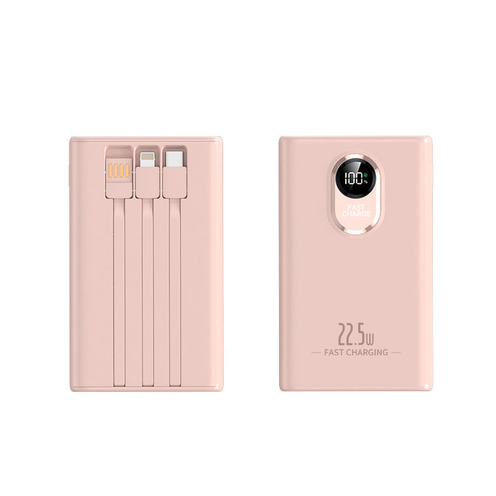 Kompakt powerbank med innebygd hurtigladeradapter og digital effektindikator Skanto