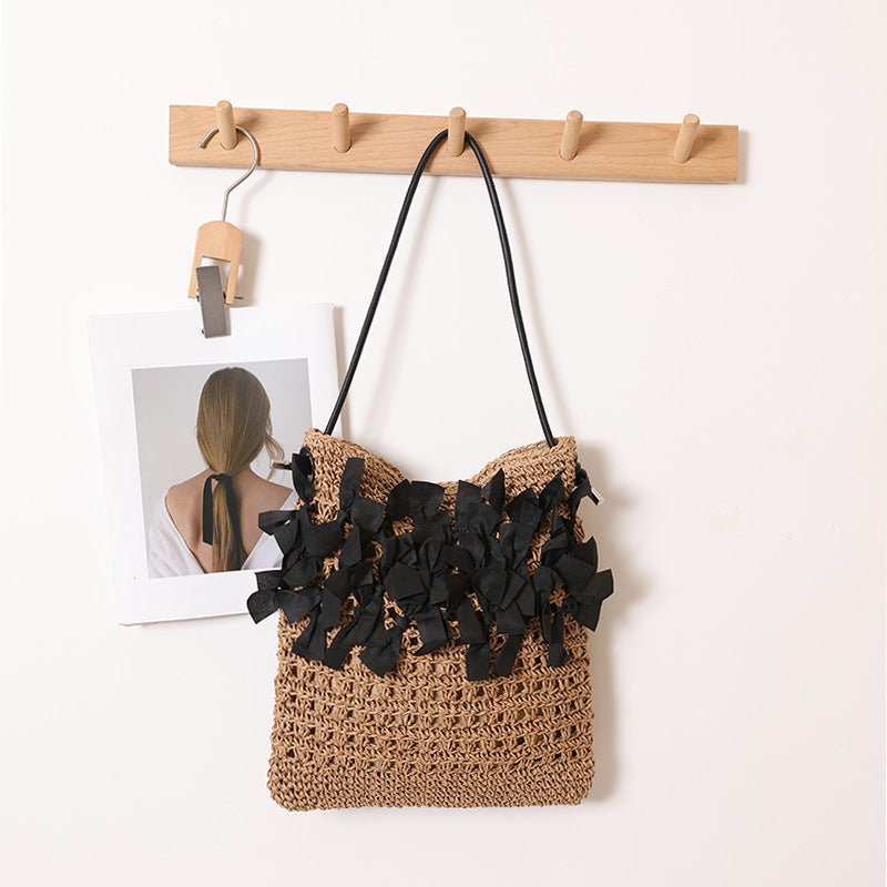 Handmade beach bag with decorative bows Skanto