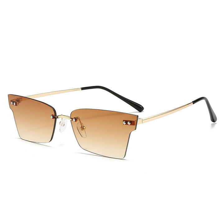 Dame trendy geometrisk solbrille med ultralett ramme Skanto
