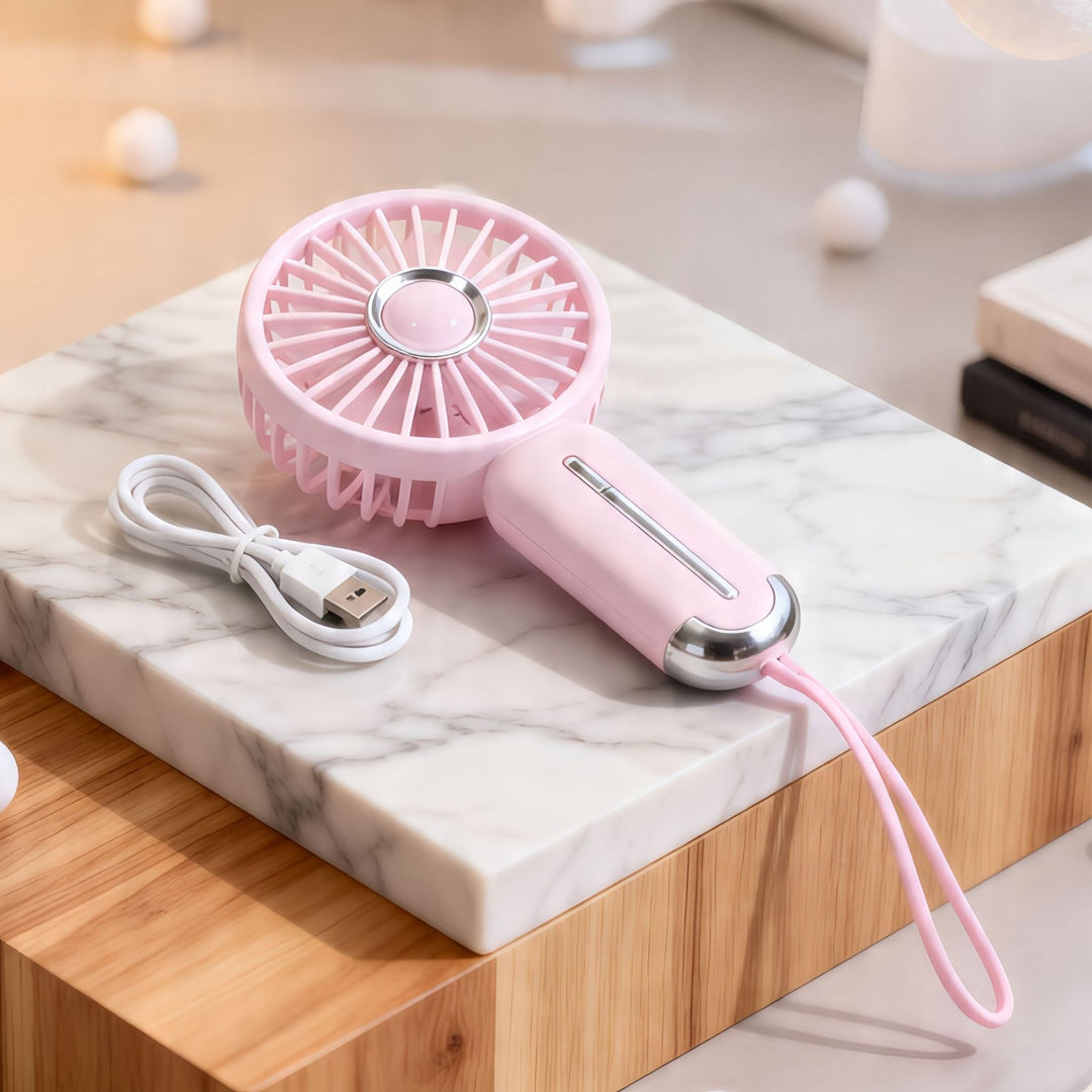 Dame Bærbar Mini-Håndvifte med USB-ladingsfunksjon og ergonomisk grep Skanto