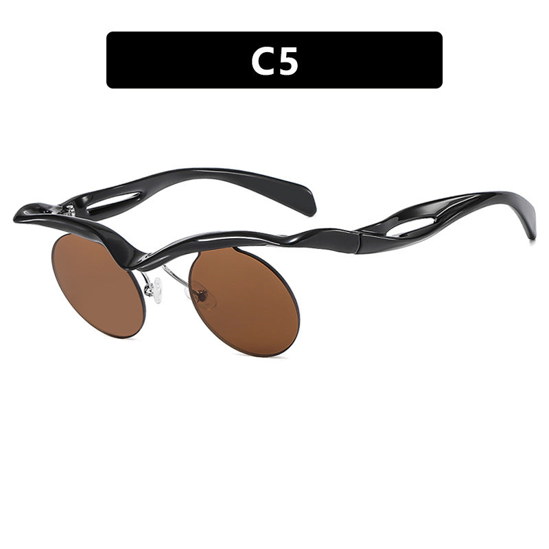 Damer futuristisk solbrille med buet ramme og polariserte linser Skanto