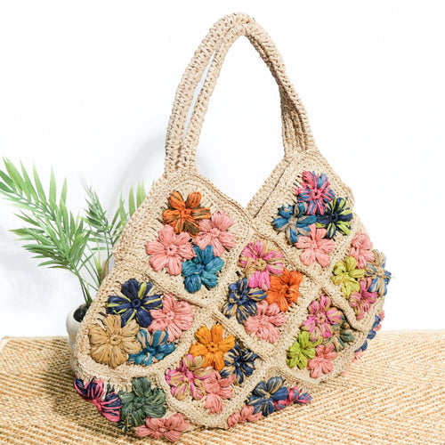 Håndlaget crossover-veske med blomsterbroderier Skanto