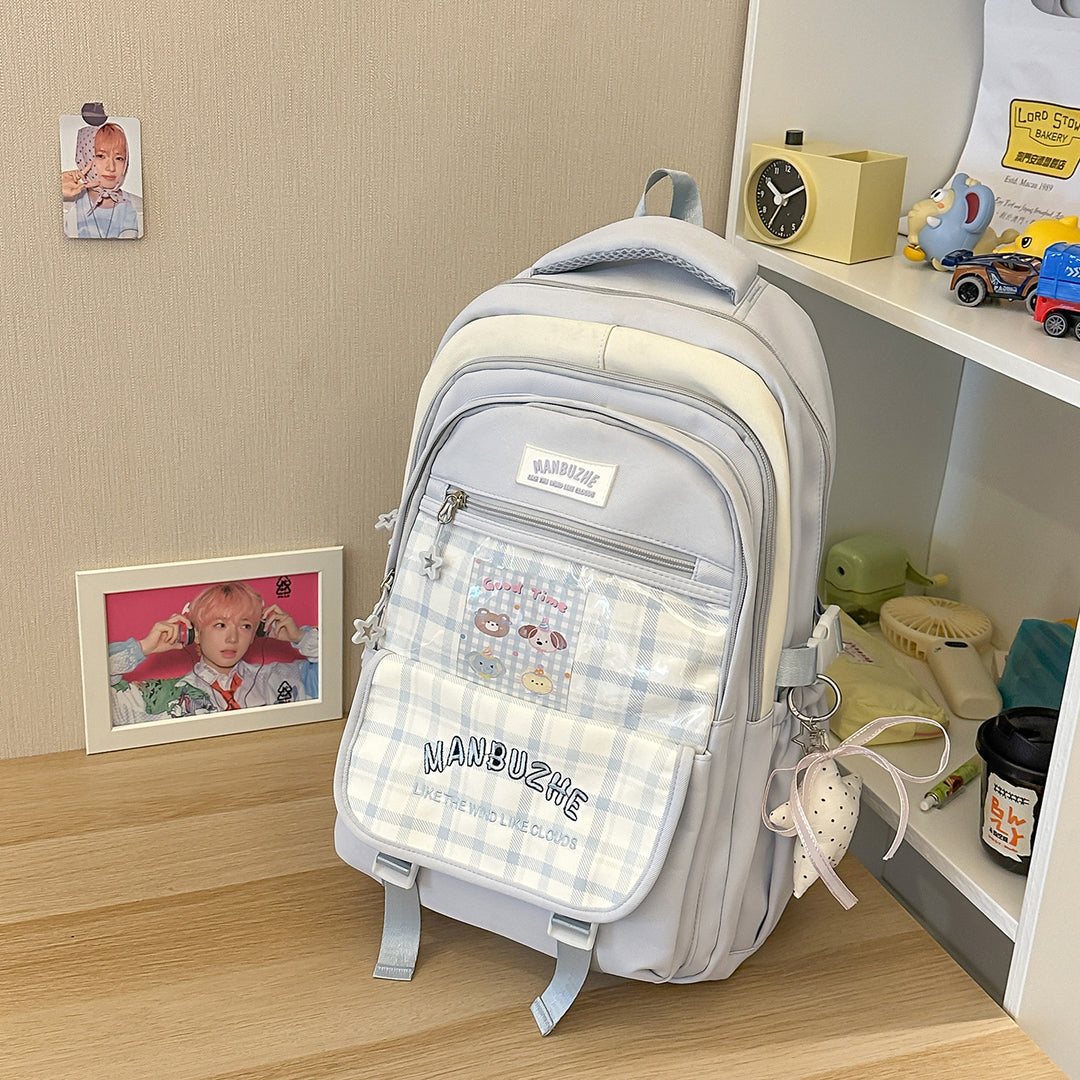 Kcasual multi-lomme laptop skole ryggsekk