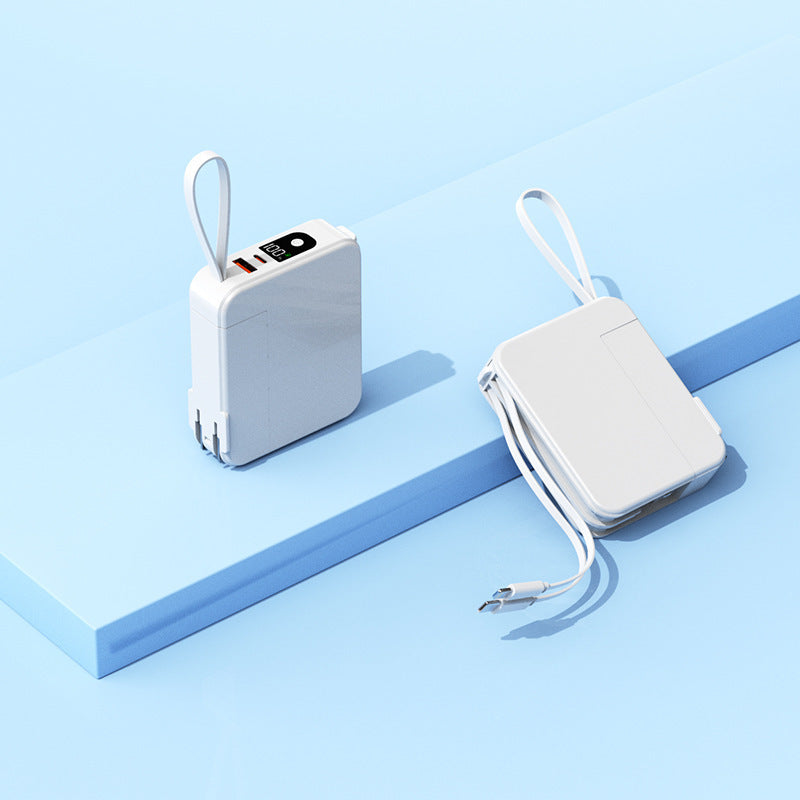 Bærbar powerbank med uttrekkbar ladekabel og digital skjerm Skanto