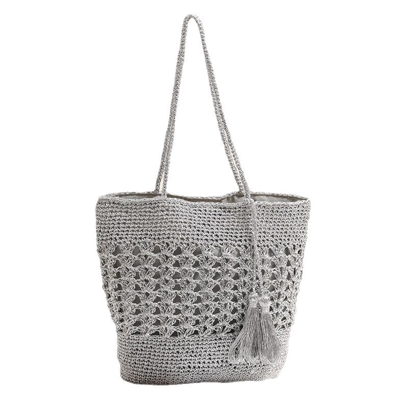 Crocheted tote bag with elegant tassels Skanto