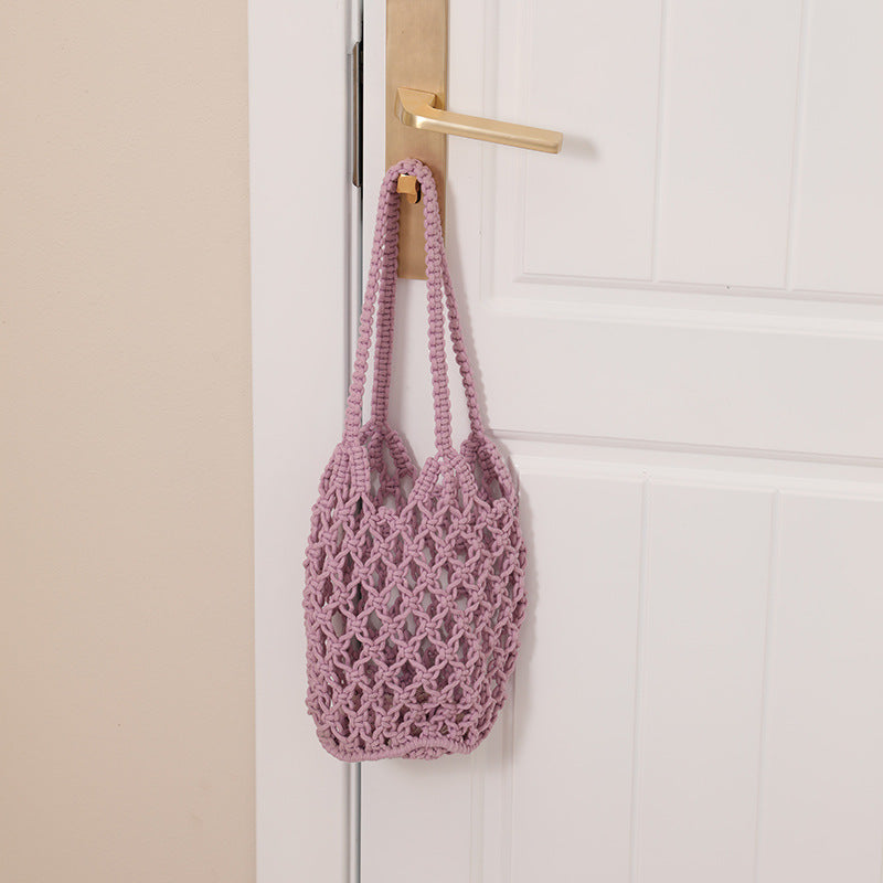 Macrame Tote Bag with Unique Drawstring Skanto