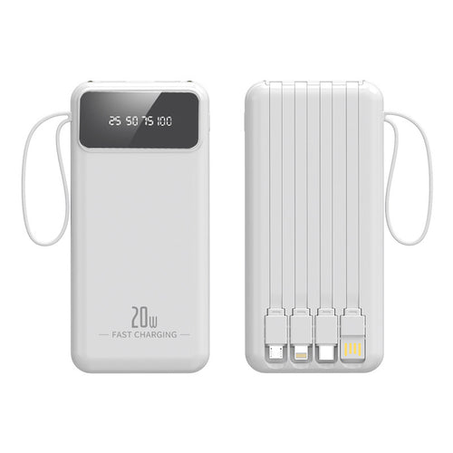 Høyytelses powerbank med integrerte ladekabler og digitalt display Skanto
