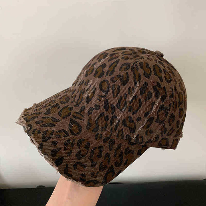 Kvinners slitte leopardprint baseball cap Skanto