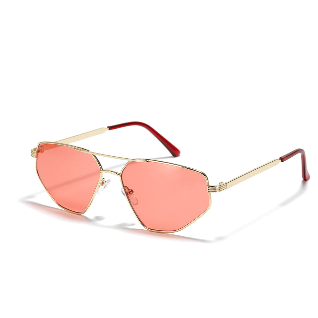 Dame geometrisk solbrille med elegant metallramme Skanto