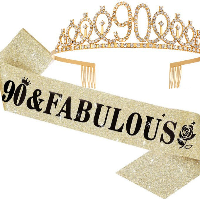 Damer Glitrende bursdags tiara sett med sashes Skanto