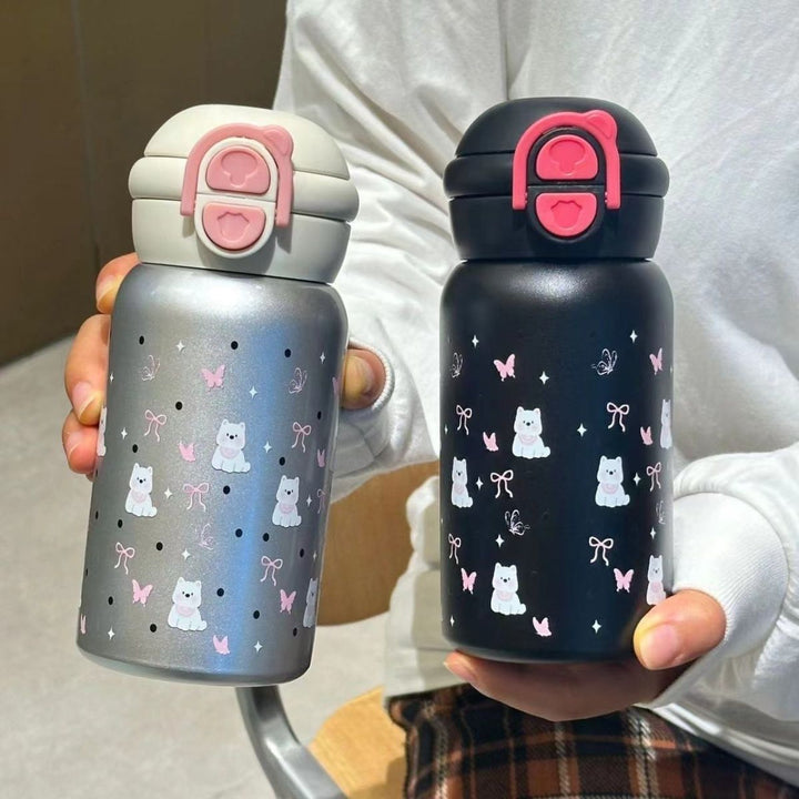 Dame isolert drikkeflaske med sikker lukking og søtt dyremønster Skanto
