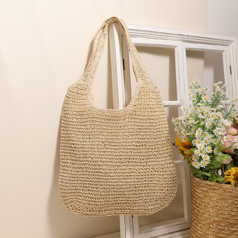 Spacious and Handmade Raffia Tote Bag with Comfortable Shoulder Strap Skanto