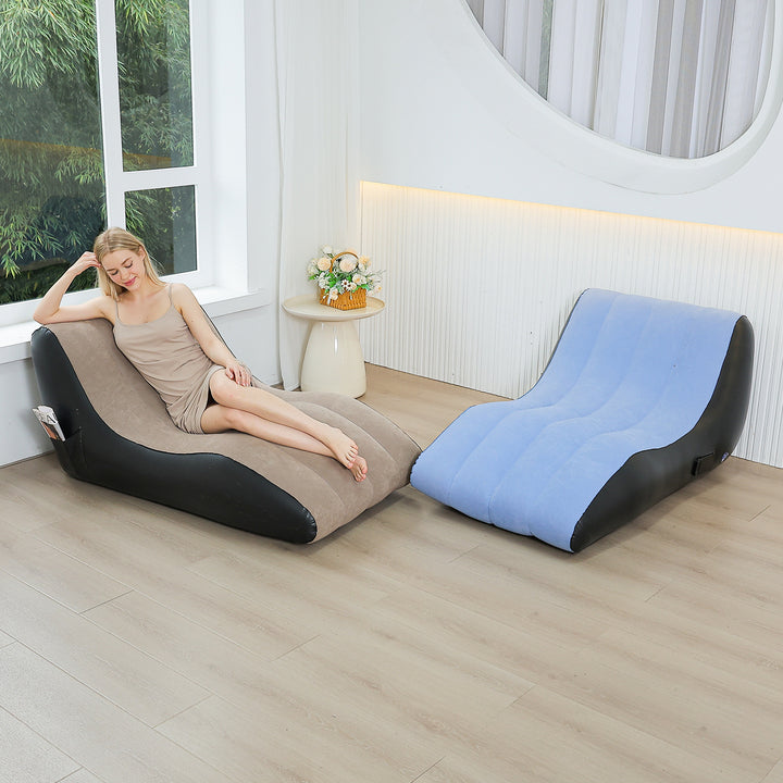 Kvinne Komfortabel Oppblåsbar Avslapningsstol med Ergonomisk Ryggstøtte Skanto