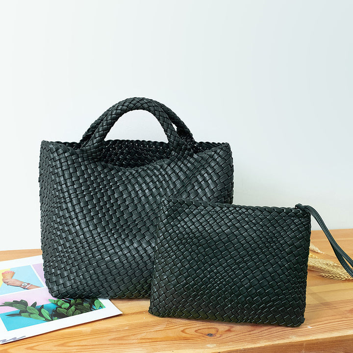 Elegant Flettet Håndveske med Avtagbar Clutch Skanto