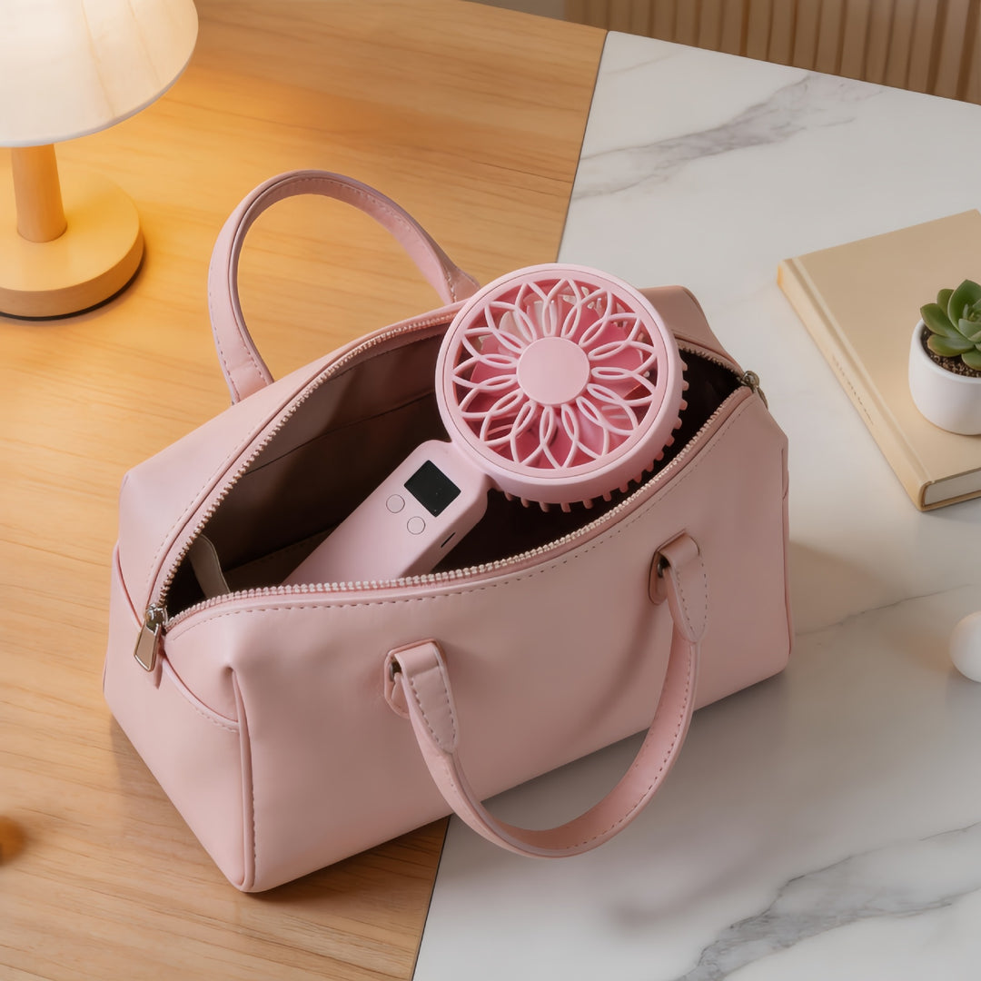 Bærbar håndvifte med digital temperaturmåler og flere hastighetsinnstillinger Skanto