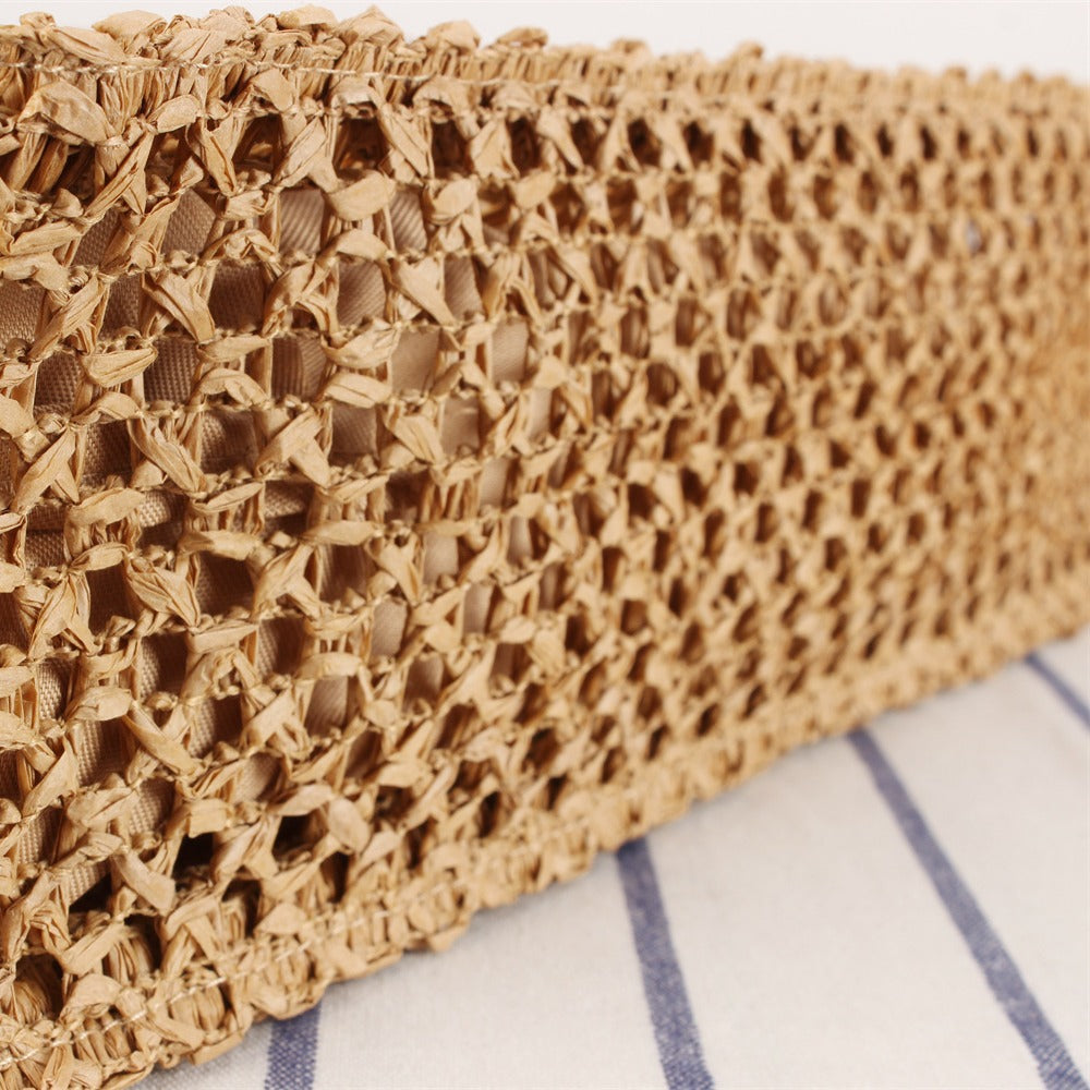 Hand-knotted basket bag with colorful inscription Skanto