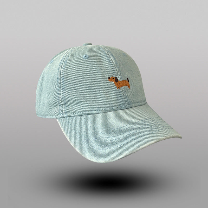 Kvinnens avslappede broderte hundetema baseball caps Skanto