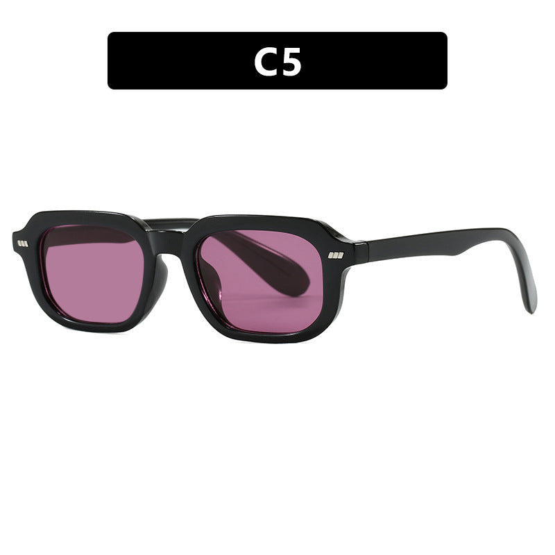 Women's square sunglasses with high-gloss transparent frame and polarized lenses Skanto