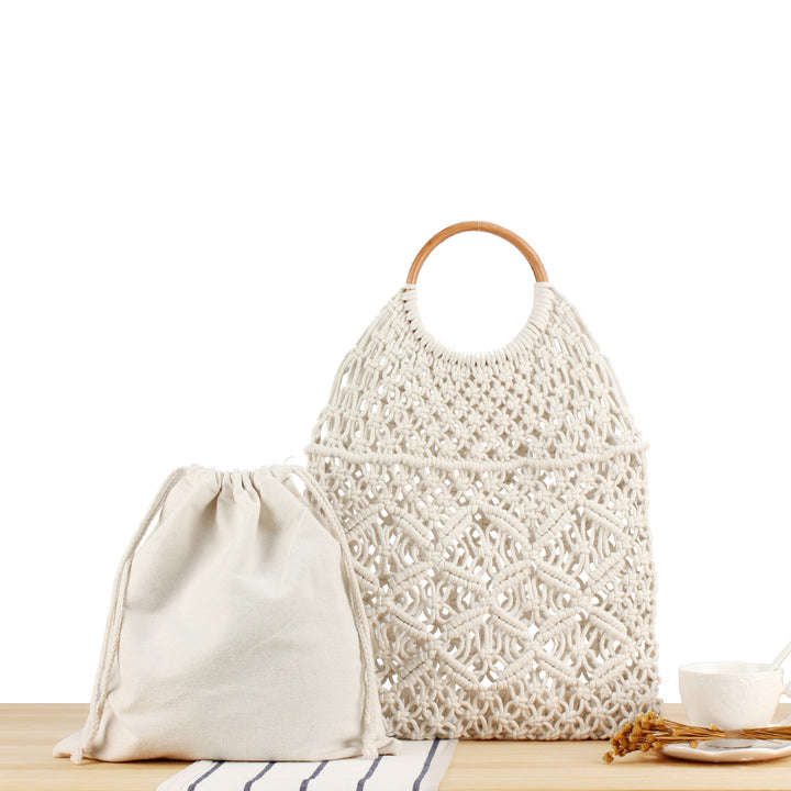 Makramee Tote bag with Double-layered Inner pocket Skanto