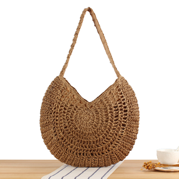 Hand-knotted tote bag with artistic wave pattern Skanto