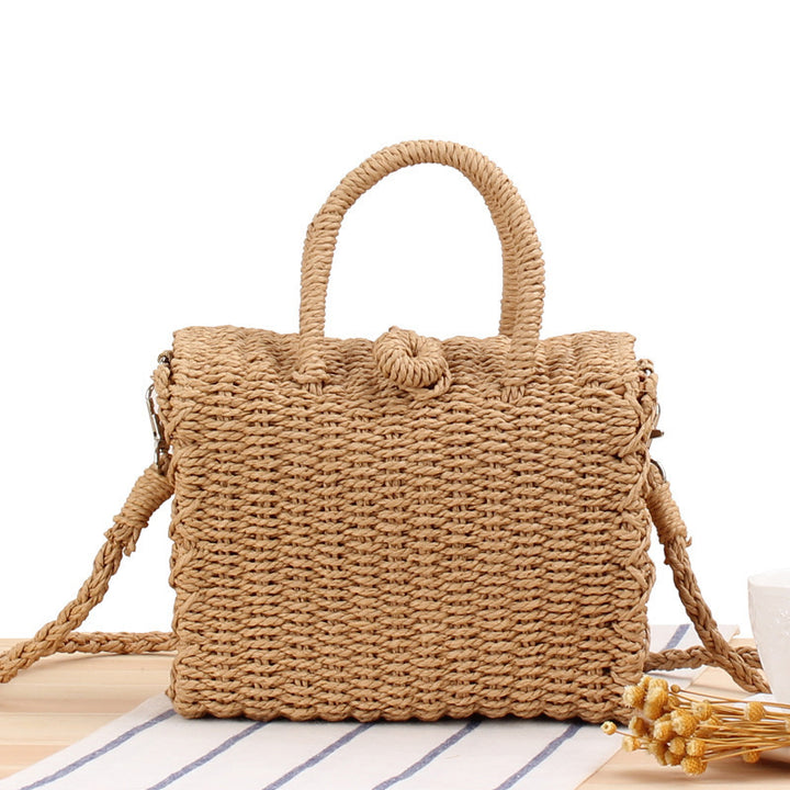 Woven natural material handbag with practical shoulder strap Skanto