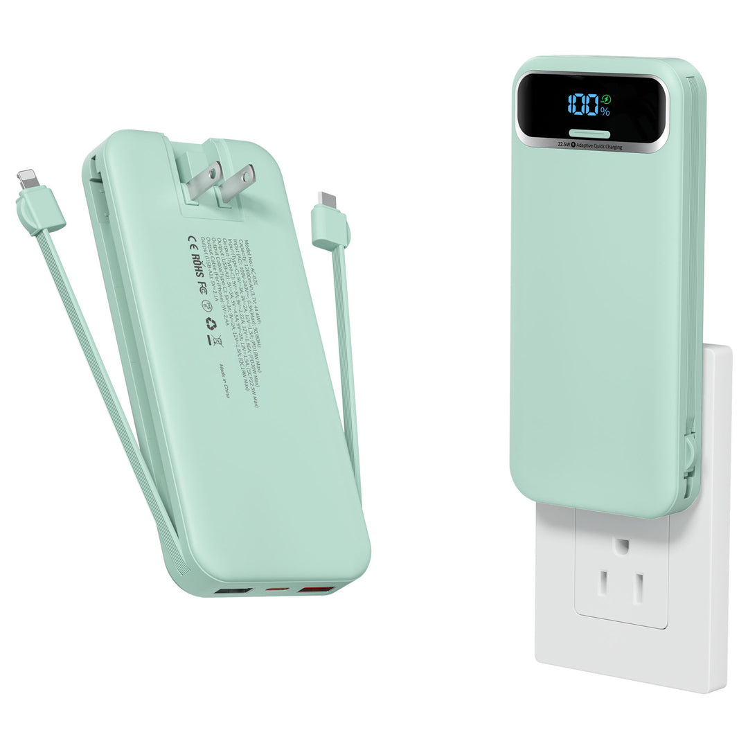 Powerbank med innebygd batterilader og LCD-skjerm Skanto