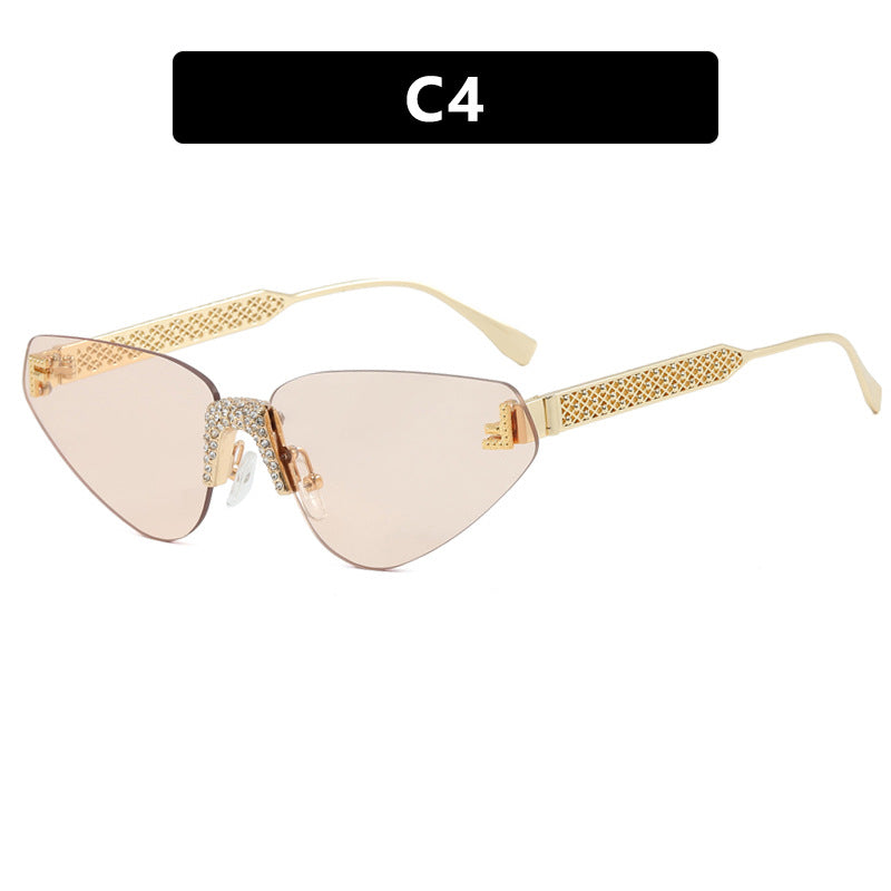 Women's Designer Cat-Eye Sunglasses with Sparkling Rhinestone Decor Skanto
