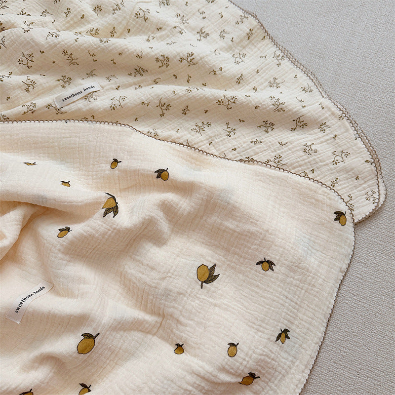 Unisex Cozy Muslin Teppet med Delikat Blomster Mønster Skanto