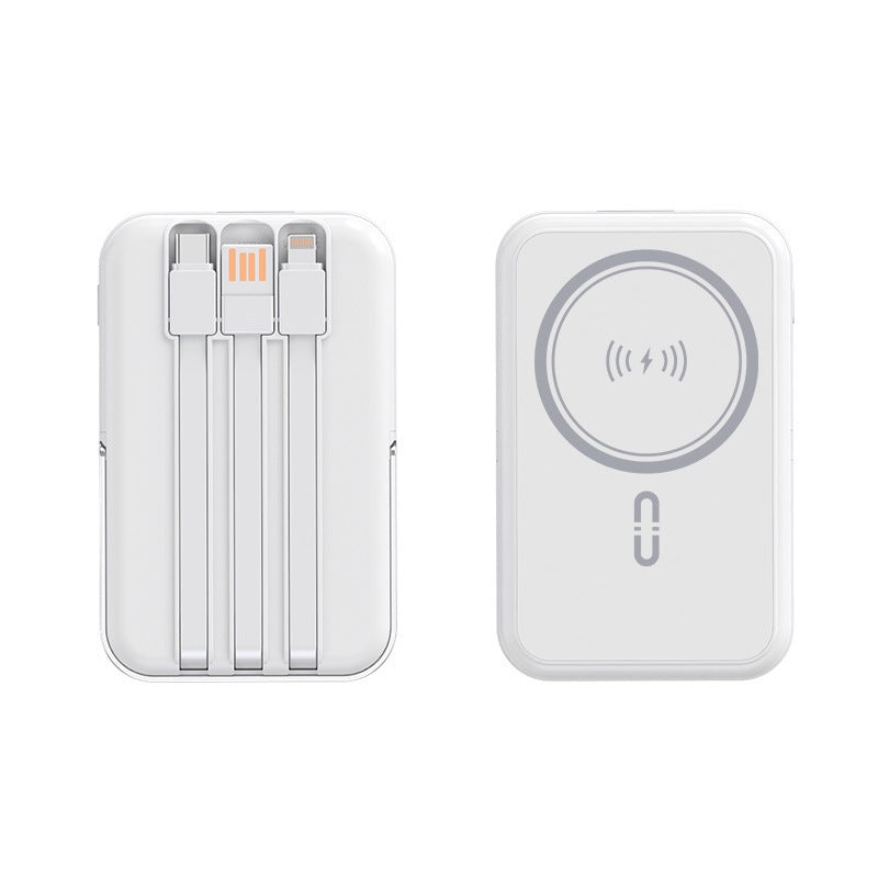 Bærbar powerbank med integrert ladekabel og trådløs ladefunksjon Skanto