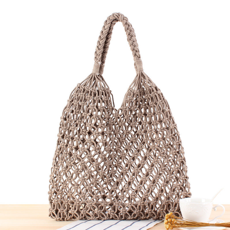 Handbag made of robust hand-knotted net material Skanto
