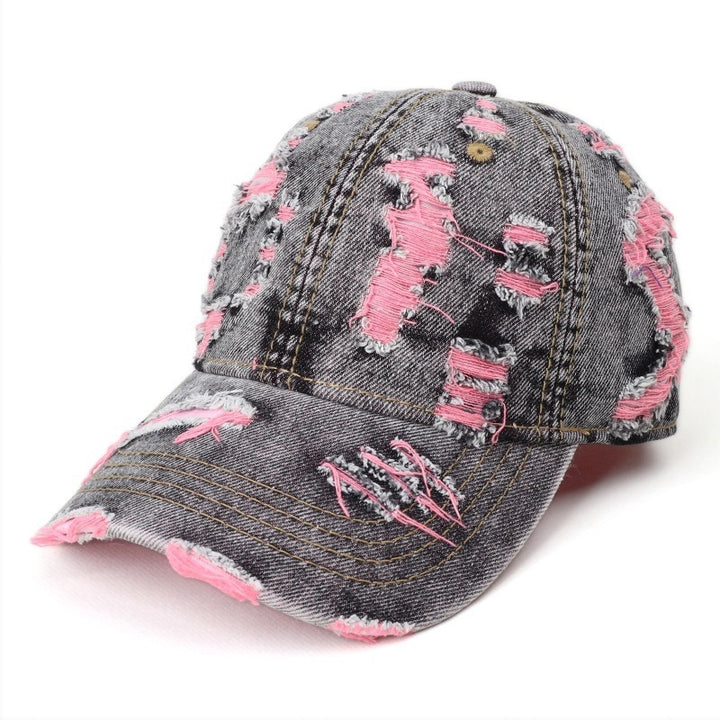 Kvinnes Slitt Denim Baseball Cap Skanto