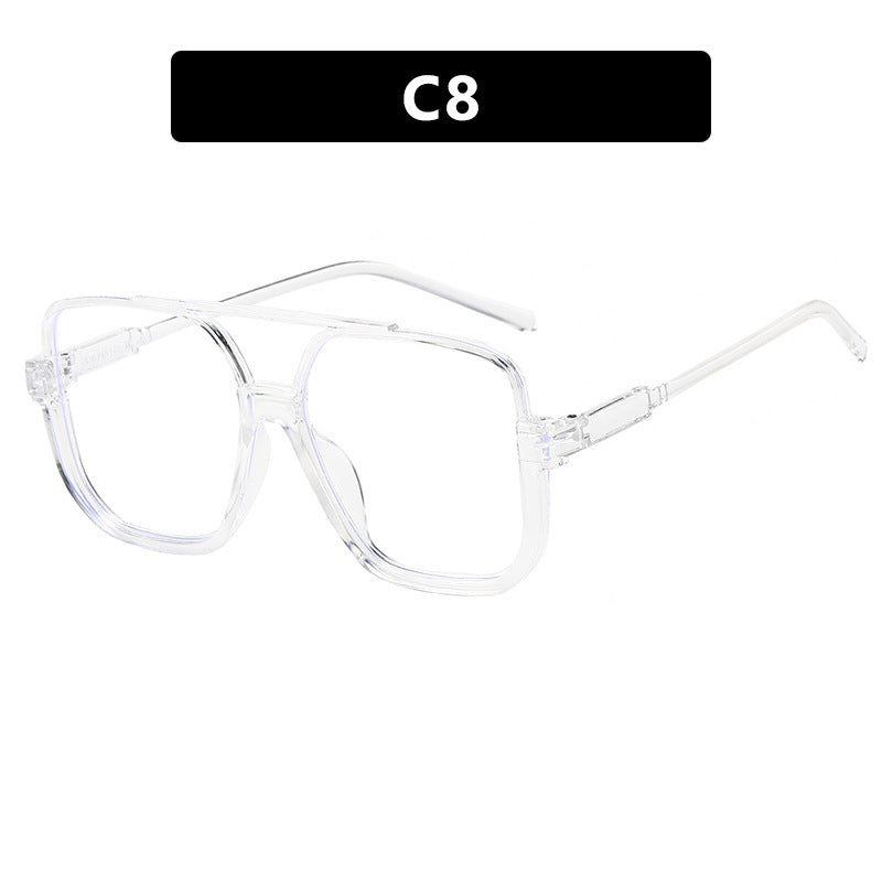 Women's square sunglasses with transparent frame and green tinted lenses Skanto