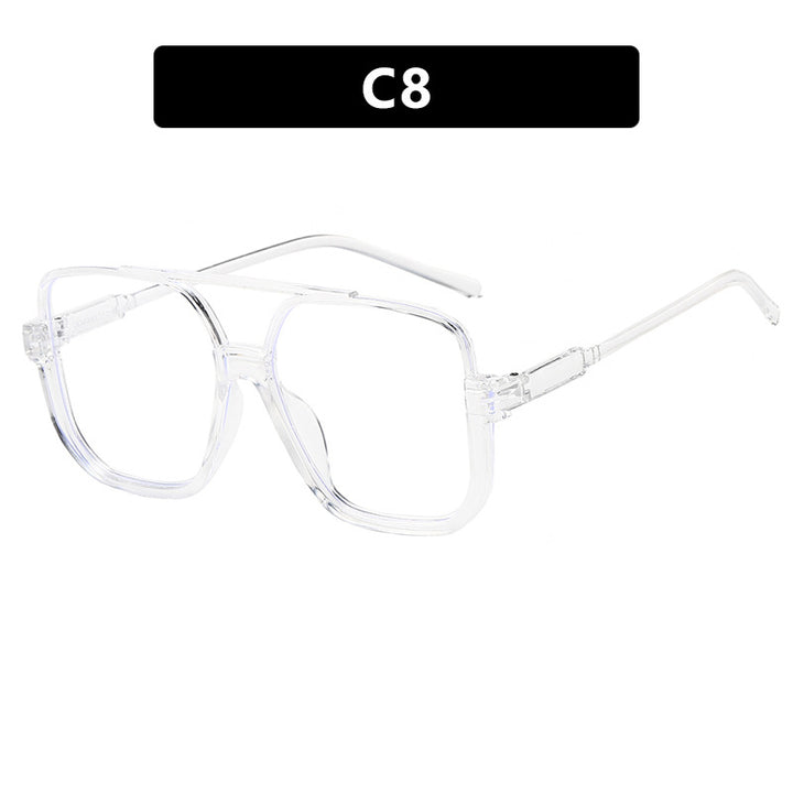 Women's square sunglasses with transparent frame and green tinted lenses Skanto