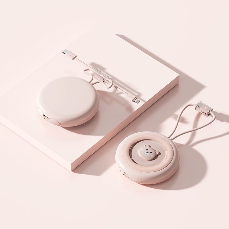 Kompakt Powerbank med integrert ladekabel og stilleggende design Skanto