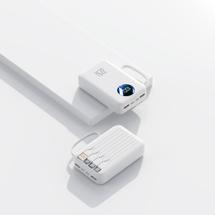 Bærbar Powerbank med innebygd digital kapasitetsvisning og fleksibel kabelhåndtering Skanto