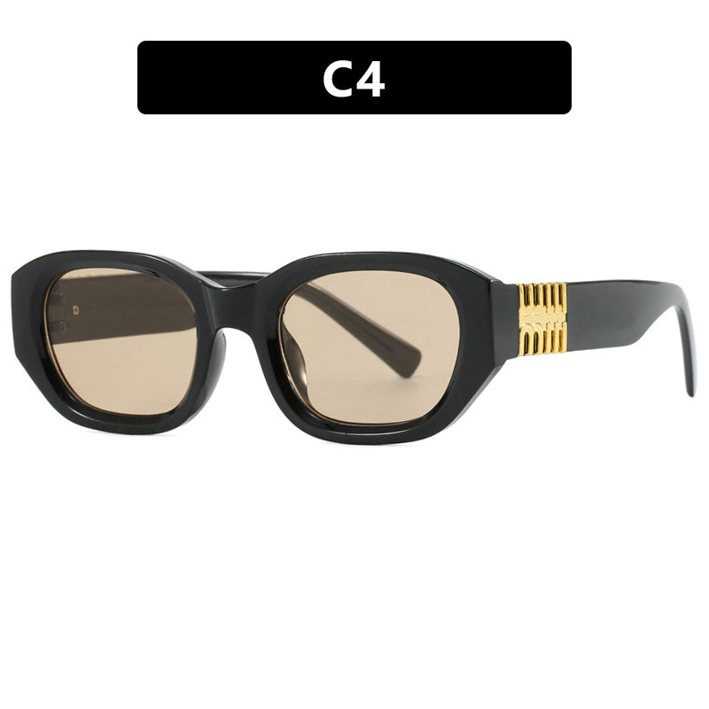 Women's fashionable sunglasses with unique geometric design and elegant accents Skanto