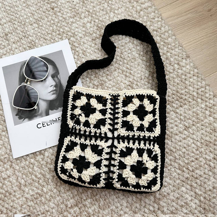 Crocheted crossover bag with folk-inspired design Skanto
