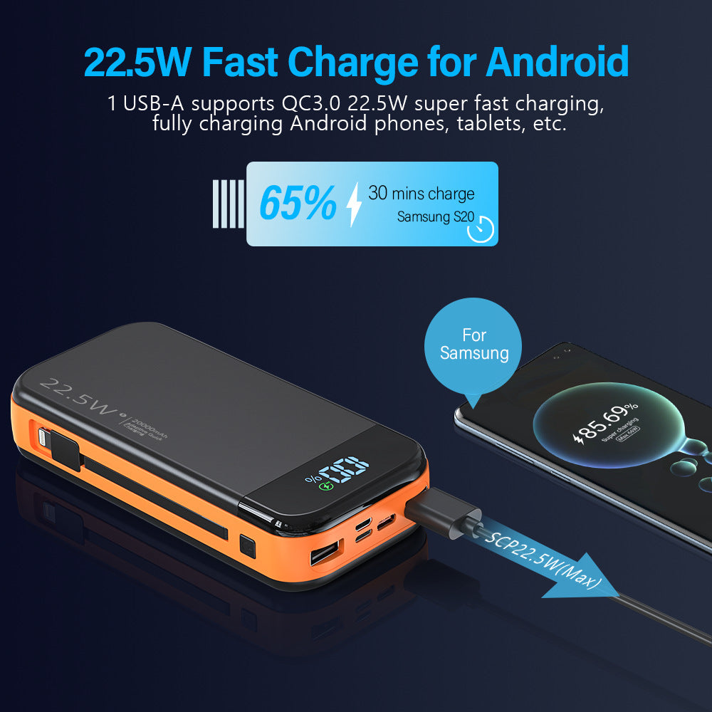 Powerbank med integrert digital batteriindikator og flertall hurtigladefunksjon Skanto