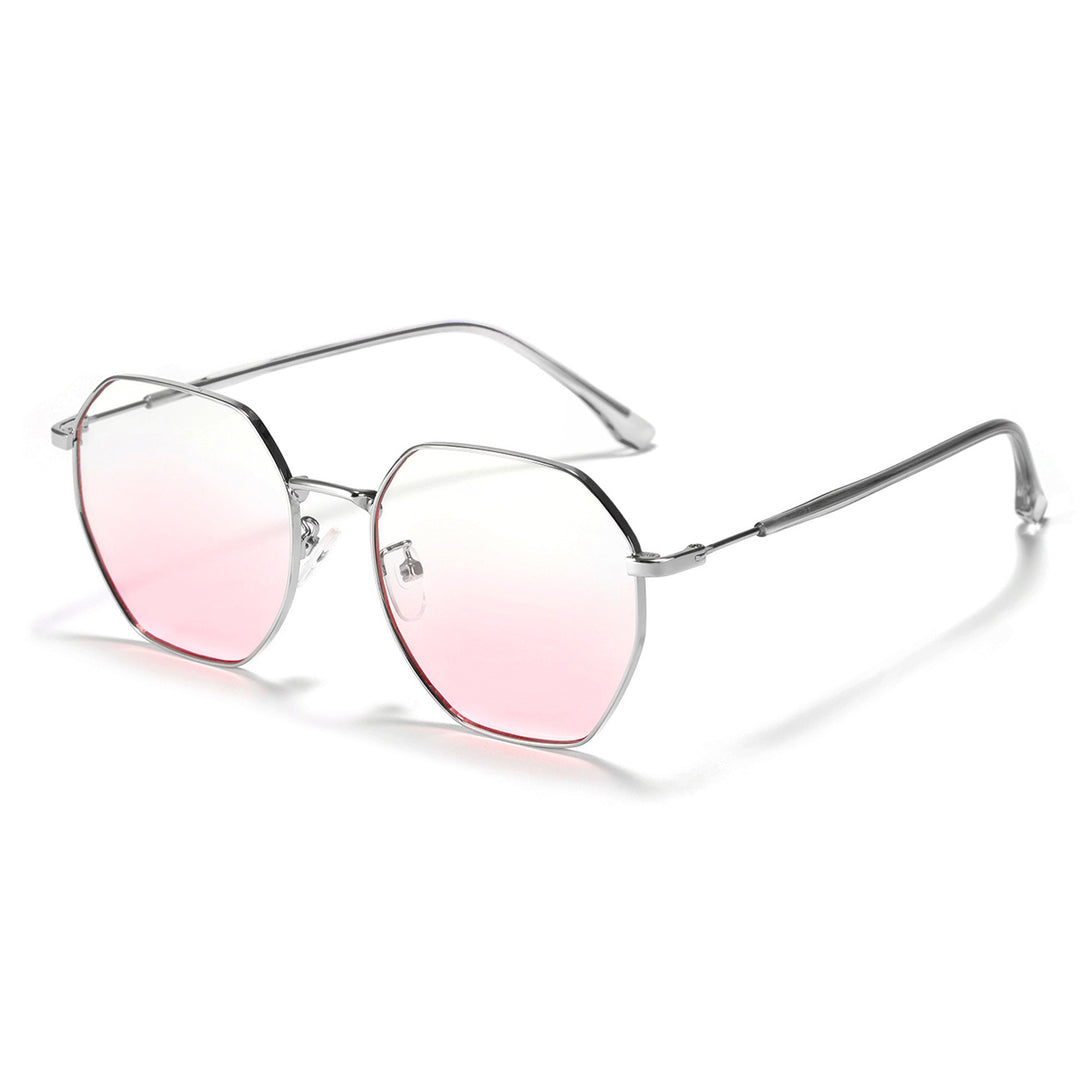Dame modisk åttekantet solbrille med trendy metallramme Skanto
